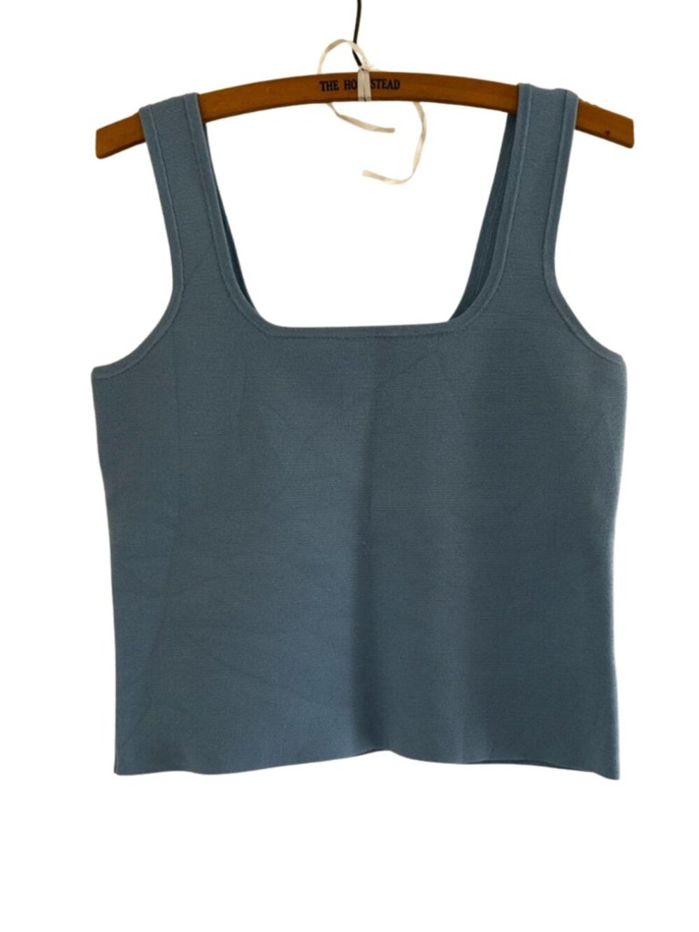 Express Body Contour Compression Light Dusty Blue Square-Neck Knit Tank Large